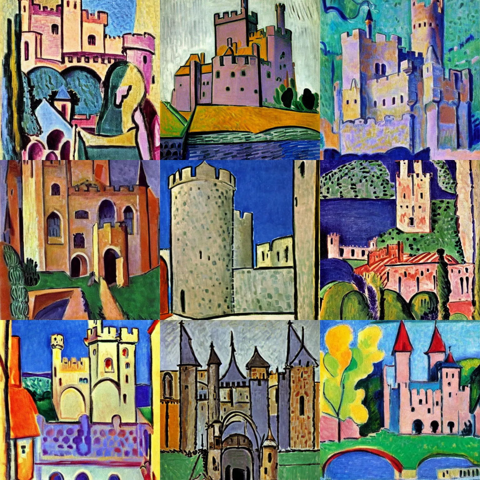 Prompt: medieval castle, by henri matisse