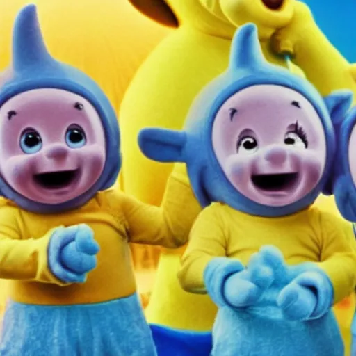 Image similar to teletubbies smurfs