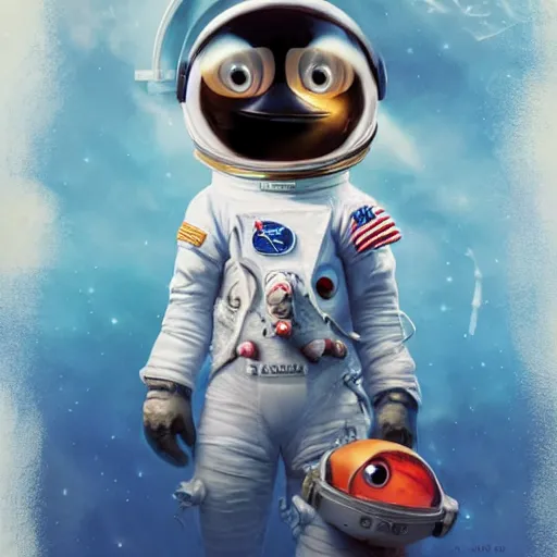 Prompt: astronaut penguin space, movie by nuri iyem, james gurney, james jean, greg rutkowski, anato finnstark. pixar. hyper detailed, 5 0 mm, award winning photography