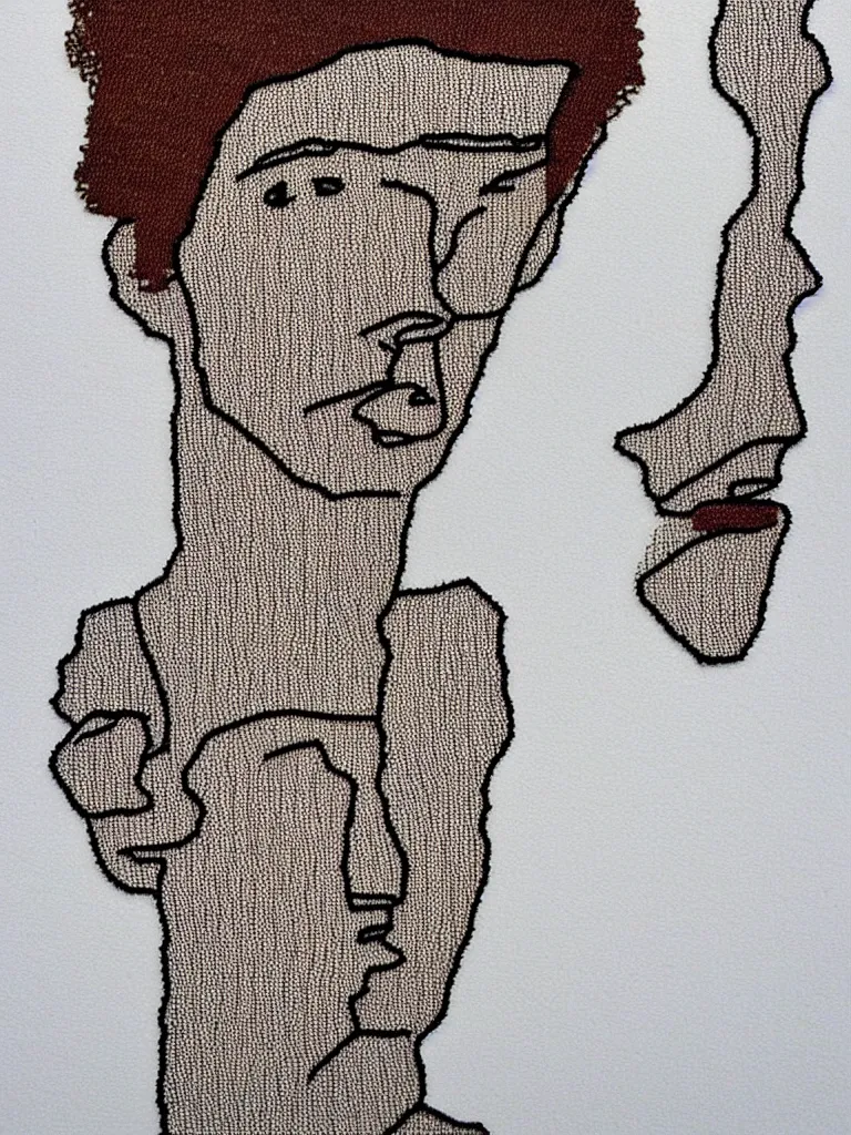 Prompt: elegant wire art portrait of an intelligent young man influenced by egon schiele. minimalist artwork full of human emotional expression and personality, strong eyes.