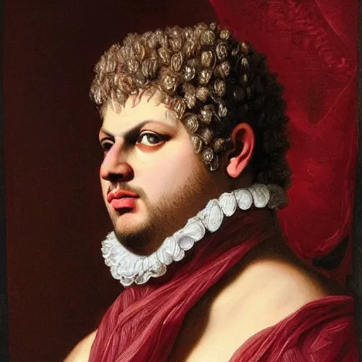 Image similar to A 17th century Baroque Painting of Emperor Nero, portrait of Emperor Nero, grainy, realistic, very realistic, hyperrealistic, highly detailed, very detailed, extremely detailed, very neat, very epic, very cool, detailed, trending on artstation