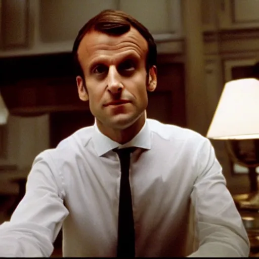 Image similar to Emmanuel Macron has an idea in American Psycho (1999)