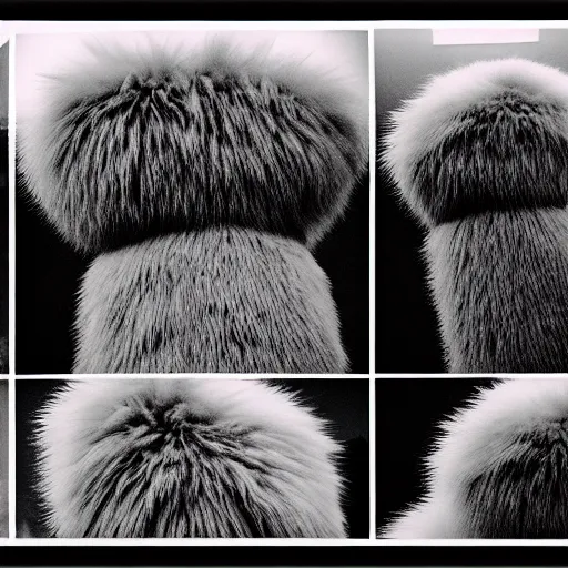 Prompt: Long shot of fluffy monster, view from bottom to top, 35 mm lens,