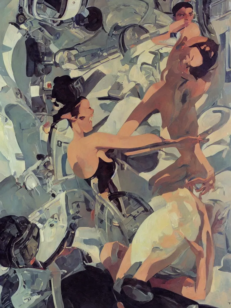 Image similar to science - fiction futuristic poster, oil painting by coby whitmore