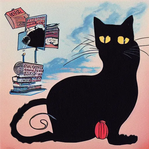 Image similar to album cover for an album called'the black cat ', 1 9 9 0