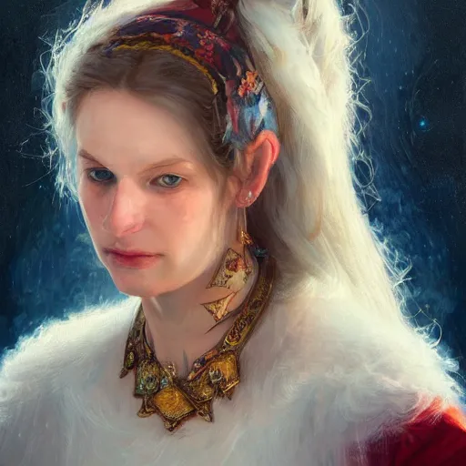 Image similar to portrait of a danish woman ( 3 5 ) from denmark in 2 0 2 1, an oil painting by ross tran and thomas kincade