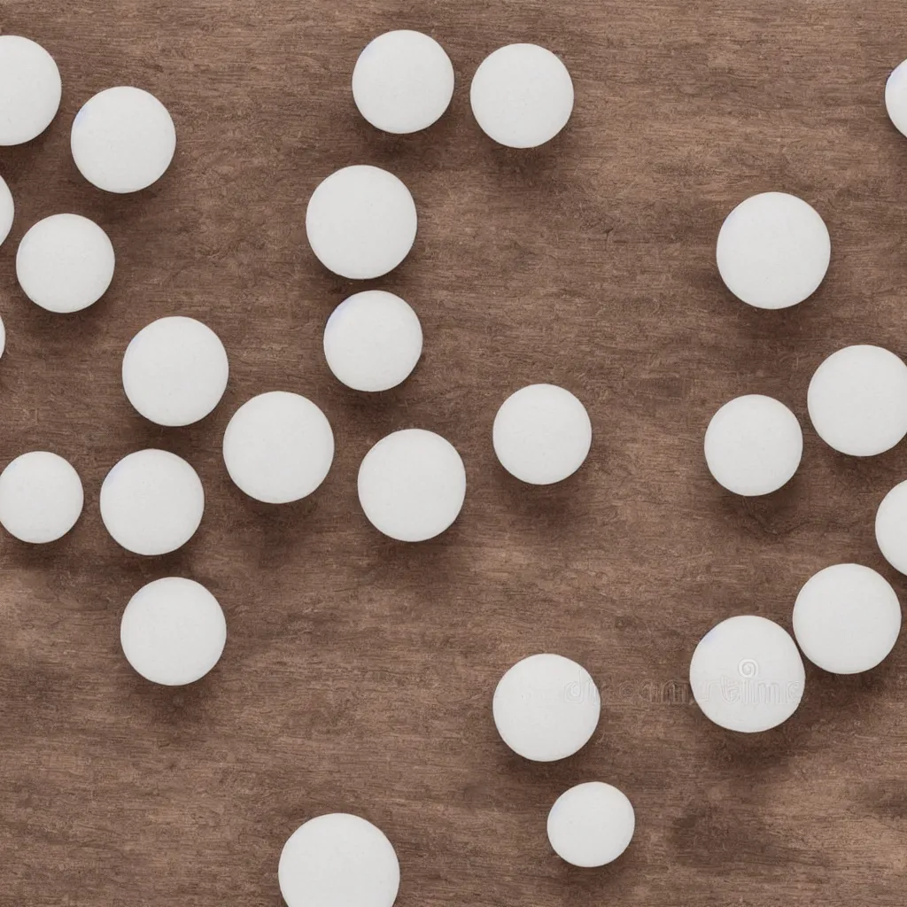 Image similar to 30-degree view of round pills on top of a wooden table, 8k, high detail, photorealistic, proper shading, stock photo