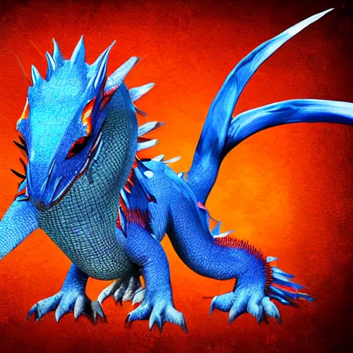 Prompt: blue dragon with a white belly and orange eyes award winning digital art