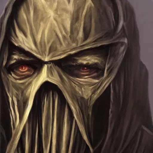 Image similar to a portrait of Nazgul from LOTR, long dark shadowy robes covering face, oil painting, high detail