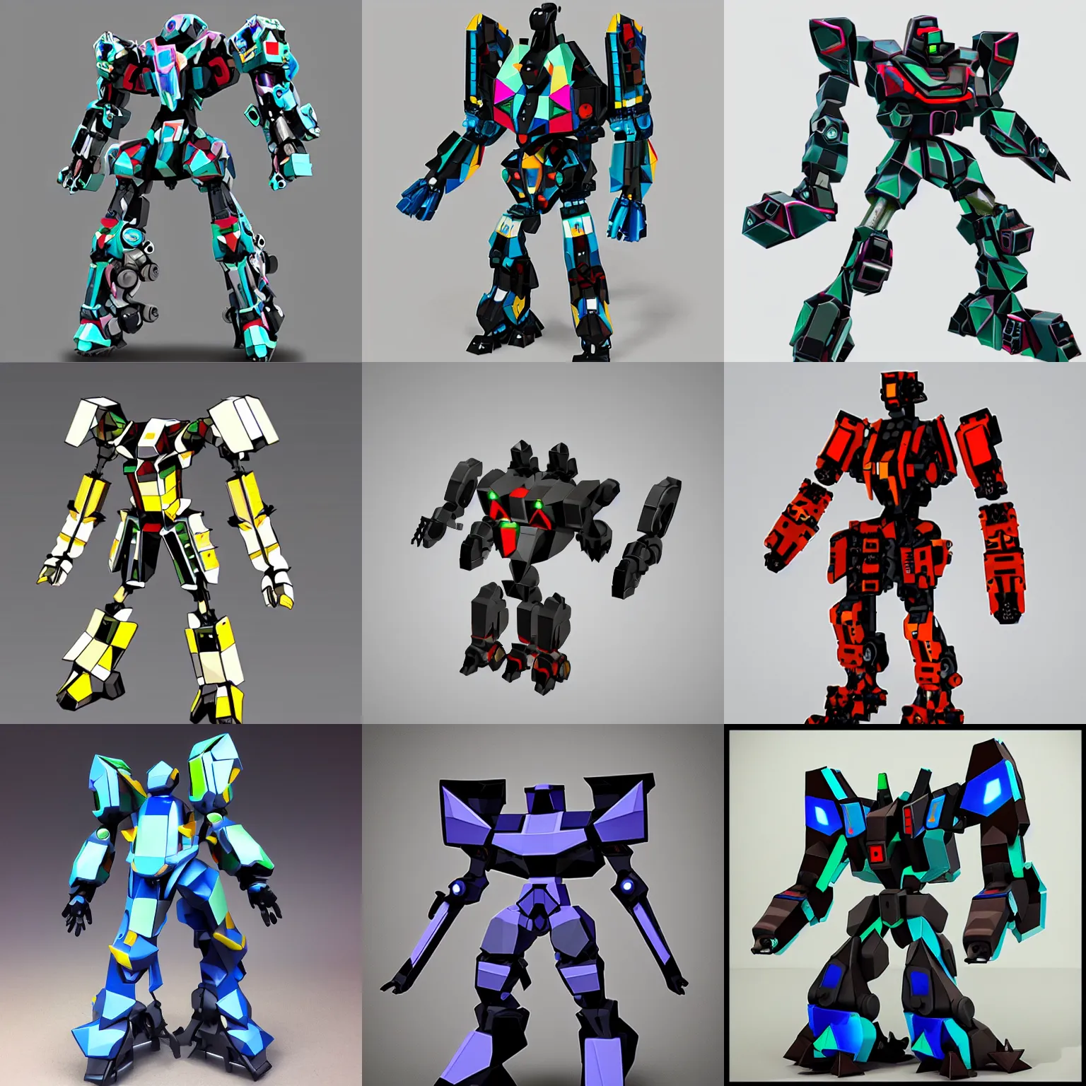 Prompt: plated polygonal mech