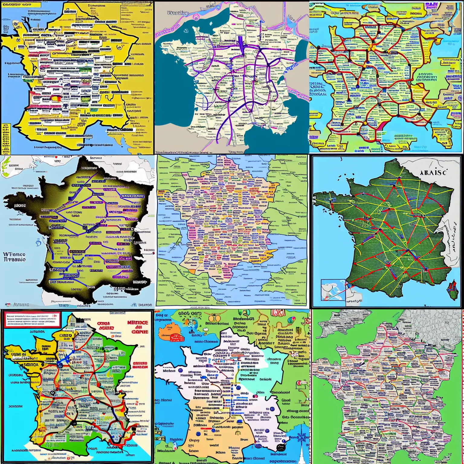 Prompt: a metro map of the whole france