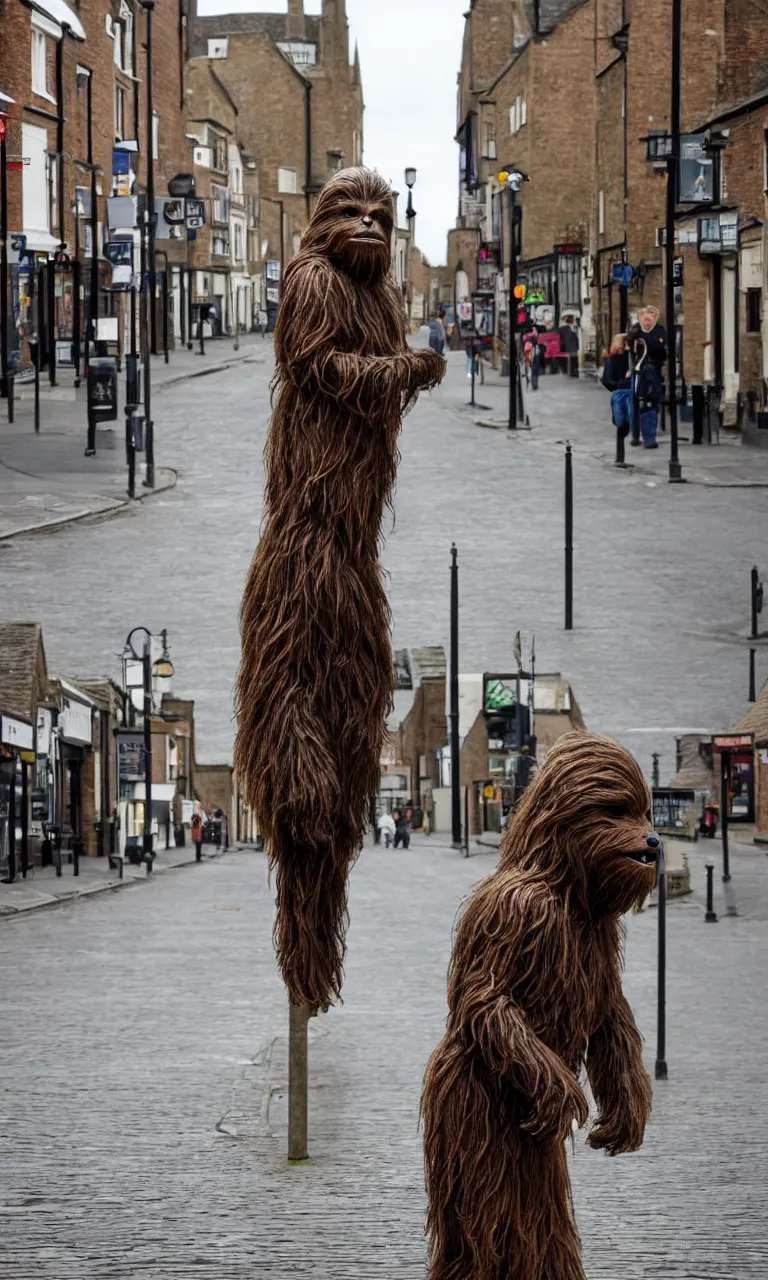 Image similar to photo of a single wookie standing on the streets of rochester, england