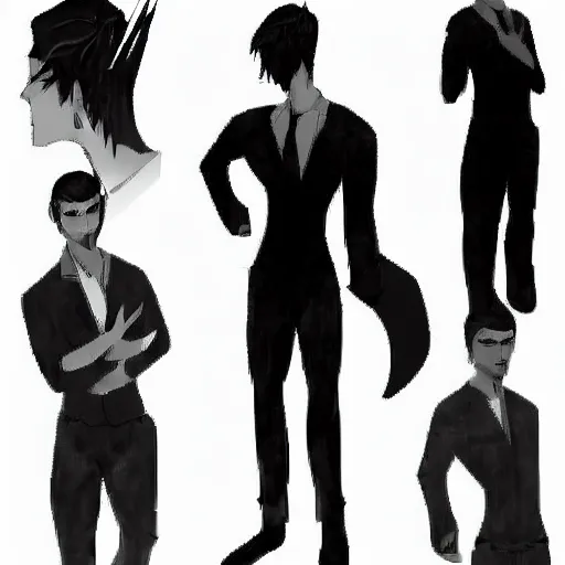 Prompt: an artistic character model design of a very handsome young masculine man. wants you. is devilish