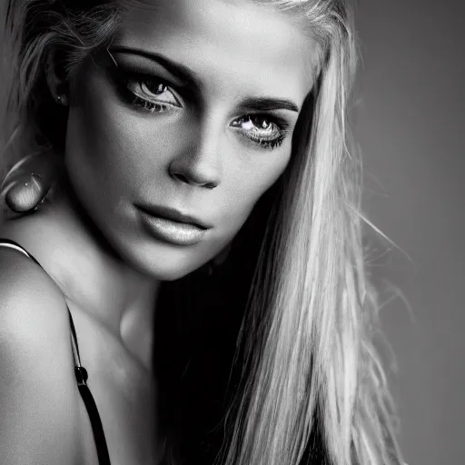 Image similar to b&w fashion portrait of a pretty blond woman