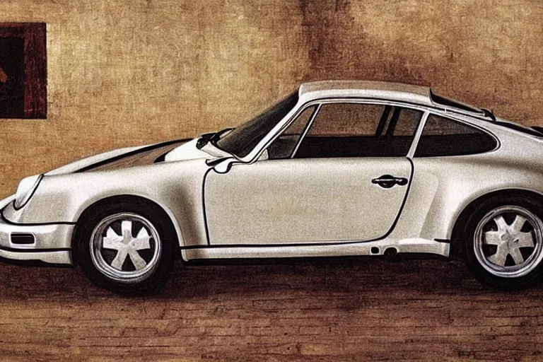 Prompt: the 1 4 8 0 porsche 9 1 1 by leonardo da vinci