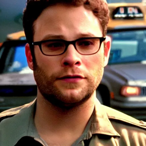 Prompt: Seth Rogen in taxi driver movie, 8k resolution, full HD, cinematic lighting, award winning, anatomically correct