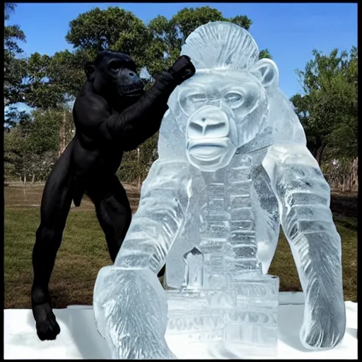 Prompt: ice sculpture of the 🦍