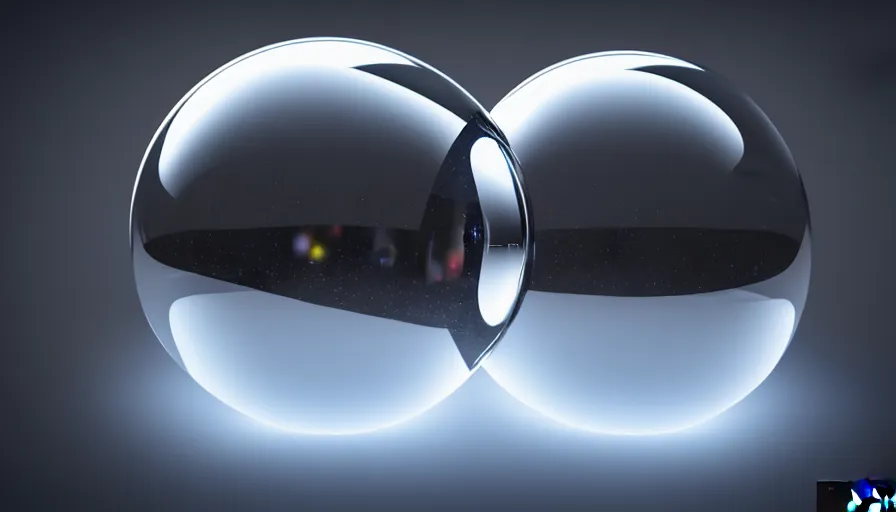 Image similar to highly detailed render of a bubble on chrome, hyper detailed, digital art, led lighting, studio quality, smooth render, unreal engine 5, octane render, trending on artstaion.