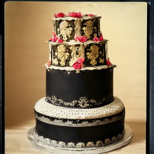 Prompt: Baroque Cake polaroid picture