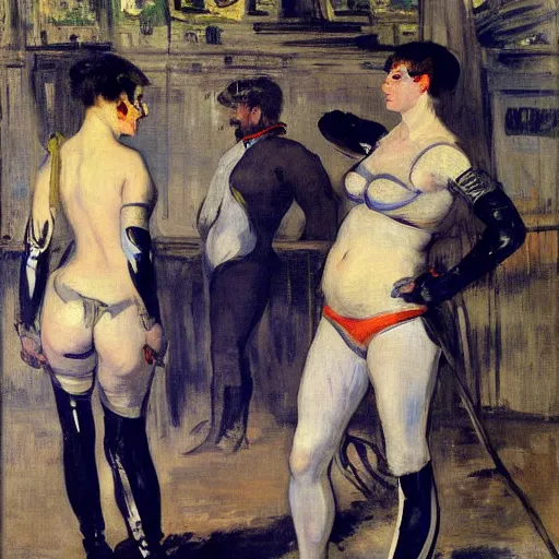 Image similar to cyborgs by edouard manet