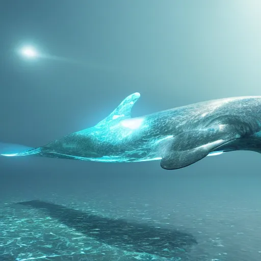 Prompt: transparent crystal whales, caustics, octane renderer, raytracing, 4 k, unreal engine, rtx, refraction, martinakis adam style of campau mike