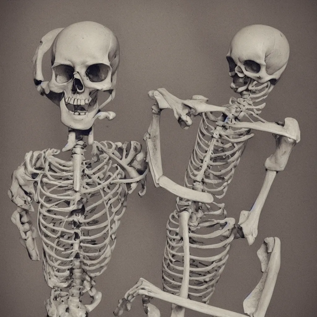 Prompt: a cute vintage skeleton