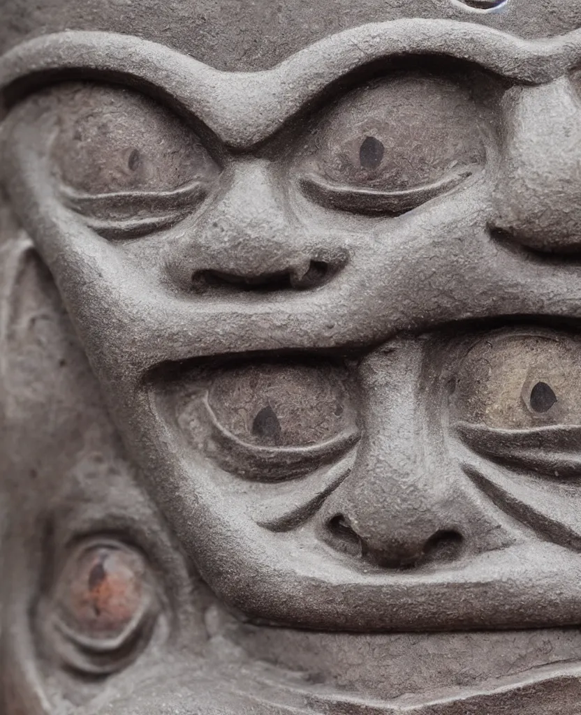 Prompt: ancient japanese oni iron statue, kamakura era, gyokugan eyes, hyper realistic, texture details, high fidelity,