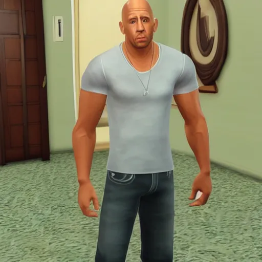 Image similar to vin diesel as a sims character