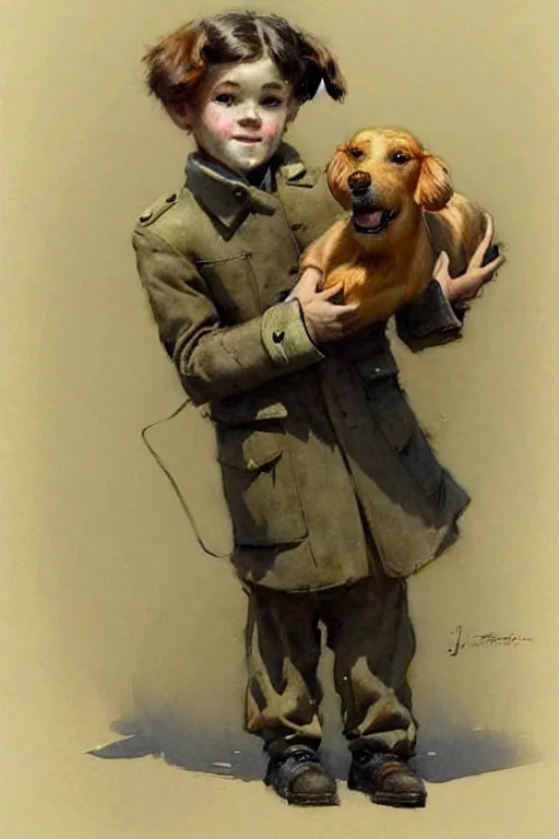 Image similar to (((((1950s boy and his robot box shaped k9 dog. muted colors.))))) by Jean-Baptiste Monge !!!!!!!!!!!!!!!!!!!!!!!!!!!