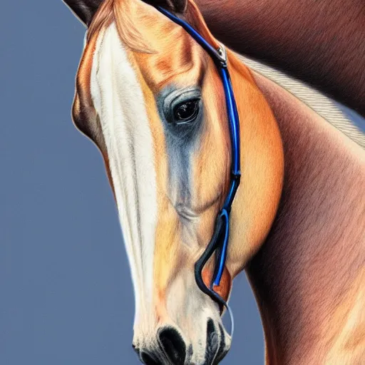 Image similar to a colored pencil drawing of an horse by natalia rojas and ana maria martinez jaramillo adonna khare and marco mazzoni and diego fazio and dirk dzimirsky, wide angle, full horse, pastel color, wingspan style, highly detailed, realistic graphite, artstation, 4 k, realism, photorealism, fine art