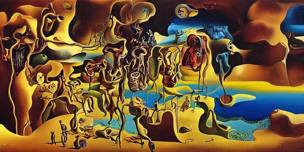 Image similar to the world between death and life, surrealistic detailed painting, by damien gilley and salvador dali