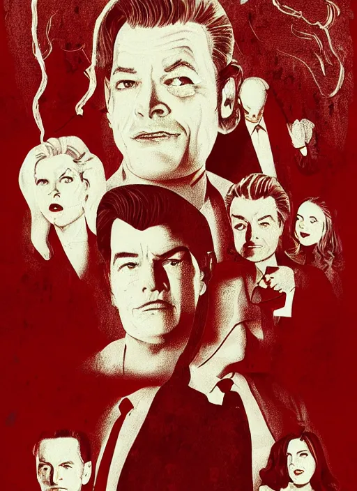 Prompt: twin peaks movie poster art by elvisdead