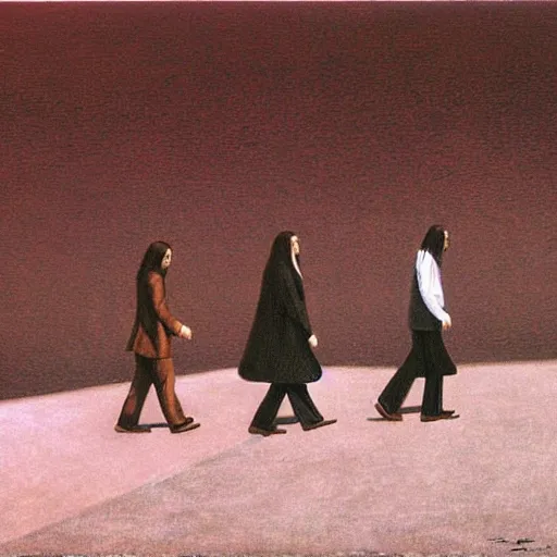 Image similar to abbey road painted by zdzisław beksinski