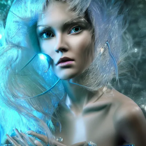 Prompt: beautiful pragmatic face, crystal, platinum, copper, verdigris, biomechanoid with incredible iridescent pearlescent fiberoptic hair, crystalline masterpiece implants, hyperdetailed face, elegant pose, movie still, intricate, octane render, cinematic forest lighting, unreal engine, dieselpunk background setting, crepuscular rays, god rays.