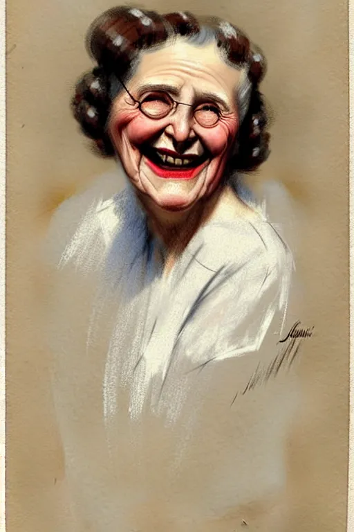 Image similar to ( ( ( ( ( 1 9 5 0 s retro happy smiling grandma face portrait. muted colors. ) ) ) ) ) by jean - baptiste monge!!!!!!!!!!!!!!!!!!!!!!!!!!!!!!