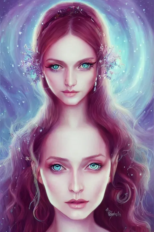 Image similar to portrait of beautiful elvish goddess , 8k, highly detailed, sharp, realistic, in style of Anna Dittmann