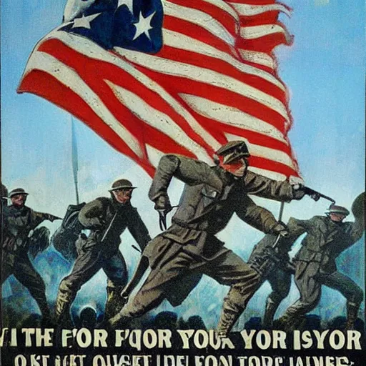 Prompt: supersoldiers wwi american propaganda poster by james gurney