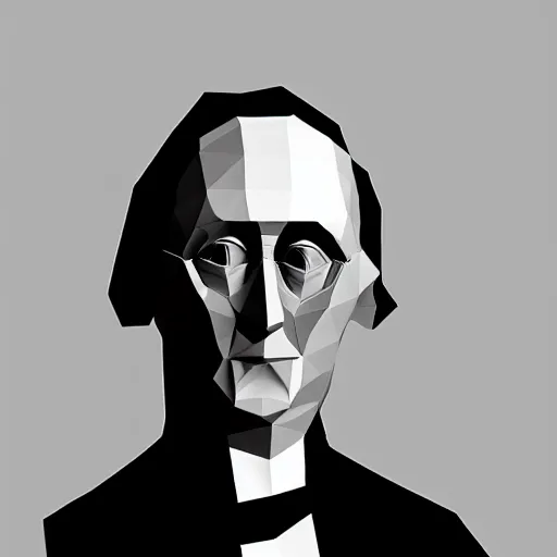 Image similar to low poly mesh model of Marcel Duchamp, vector, wire-frame