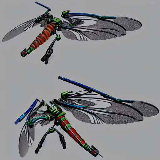 Prompt: a mechanized dragonfly wing spread out, with a rotor blade, orthographic view, top down view, bottom view, side view, rotor, mecha, helicopter blade, drone, drone lift, robotic, highly detailed, artstation, super realistic, unreal engine