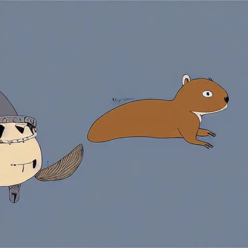 Image similar to beaver concept art, studio ghibli, whimsical, lighthearted, original design by miyazaki