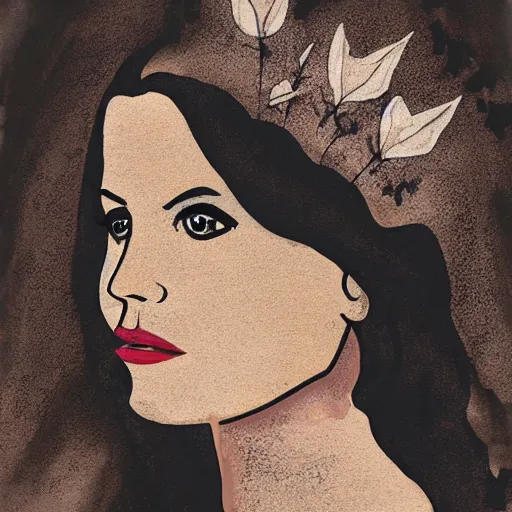 Image similar to cave drawing of lana del rey