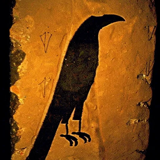 Image similar to shaman - raven, paleolithic cave art