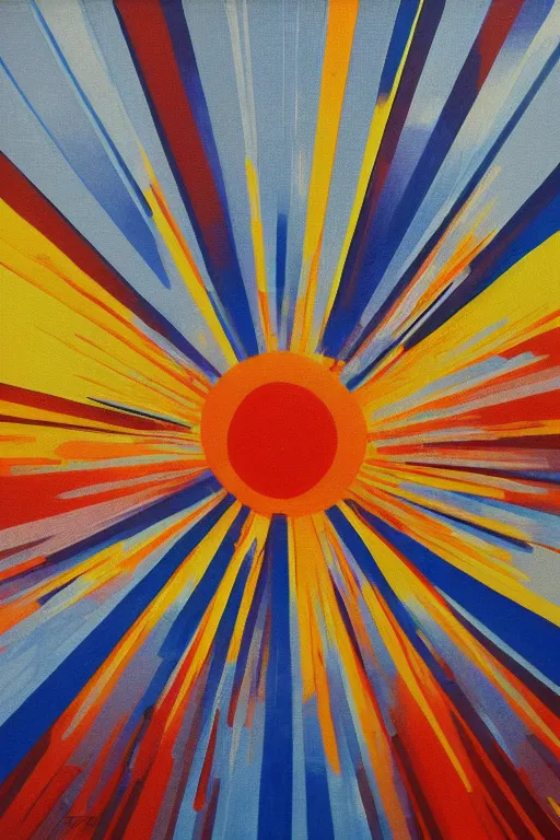 Image similar to mid century modern art sunburst retro on canvas by bernard simunovic