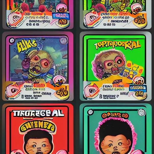 Prompt: the garbage pail kids trading cards, 8 k resolution hyperdetailed photorealism