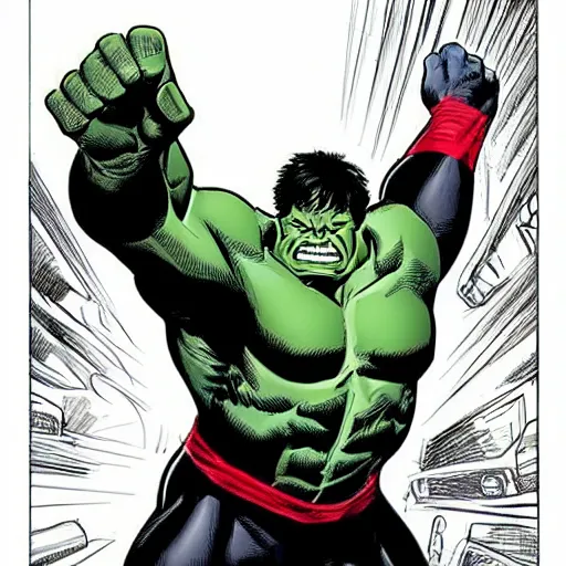 Prompt: the hulk as drawn by peter parker