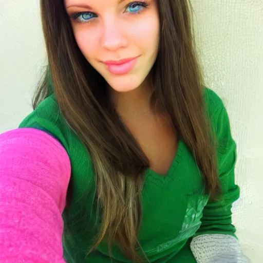 Image similar to american white girl looking, fair light skin, green eyes