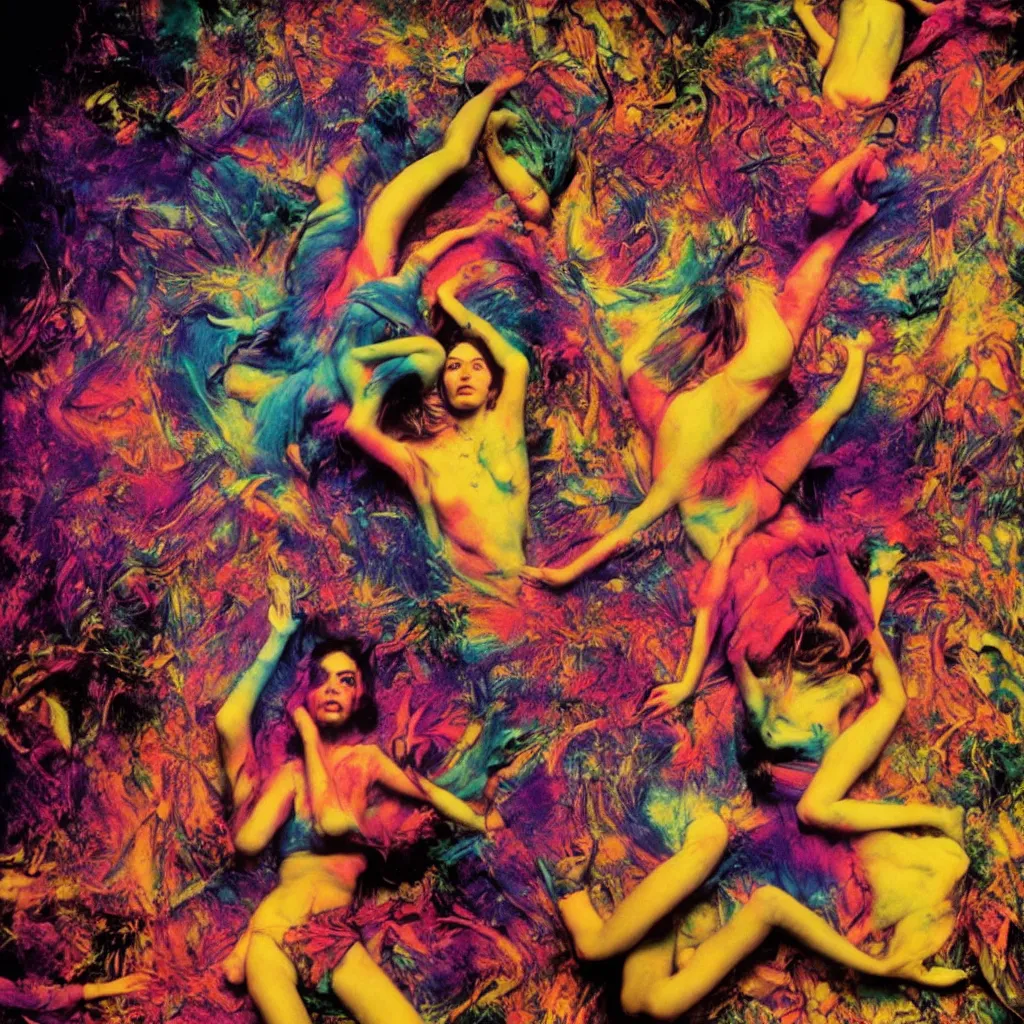 Prompt: award winning psychedelic photo of a lsd trip, vivid colors, frantic, studio lighting, wide shot art by sally mann & arnold newman