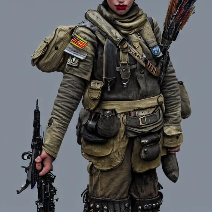 Image similar to photograph of a real-life beautiful stteampunk soldier. Extremely detailed. 8k