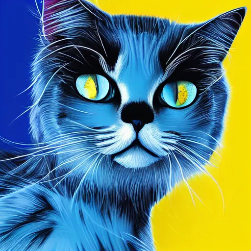 Image similar to symmetry!! portrait of cool and good - looking ragdoll cat, long cat hairs, big cat eyes, colorful lighting, hyperrealistic, trending on pixiv fanbox, style of marvel cinematic universe,