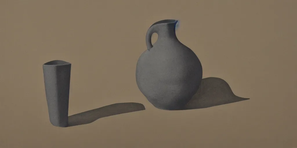 Image similar to ceramic jug being built, wet clay, glaze, slip, in the style of ben nicholson drawing, ben nicholson still life